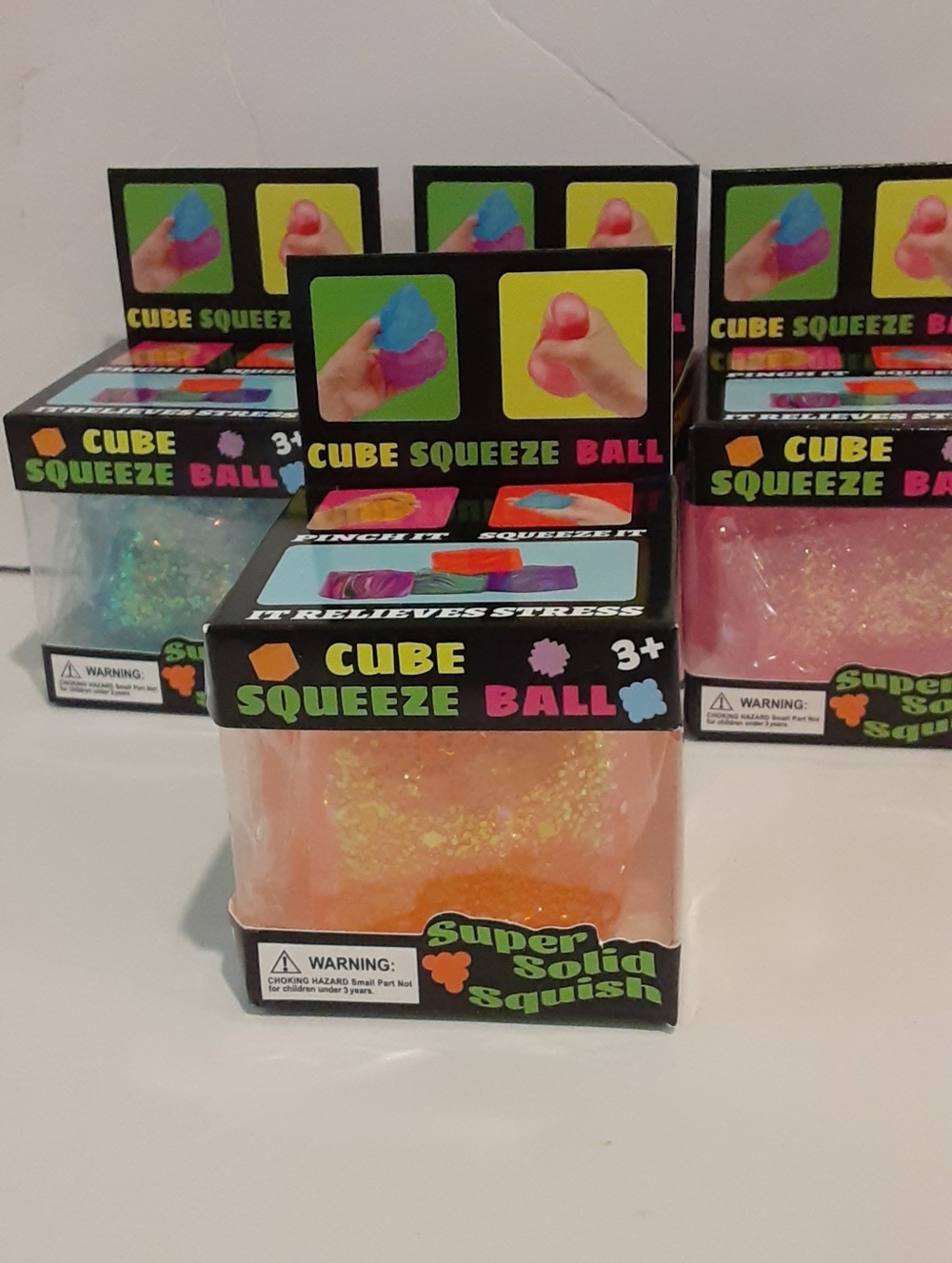 Unlisted Orange Glitter Cube Squeeze Ball - Party Favor